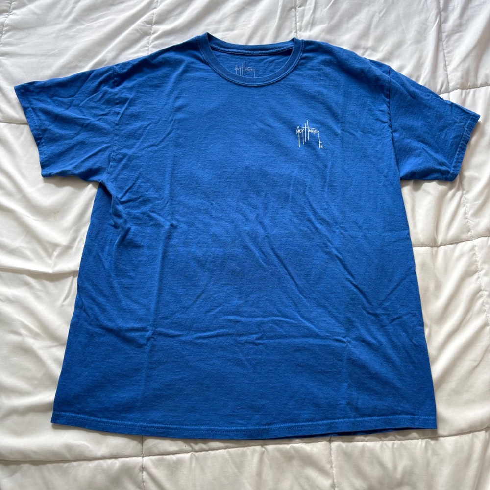 Guy Harvey Mens XXL Blue Short Sleeve Graphic T-Shirt 100% Cotton Fishing Tee